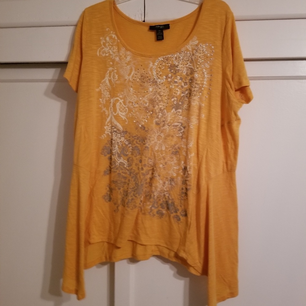 Style and Co yellow asymetrical tshirt 2x